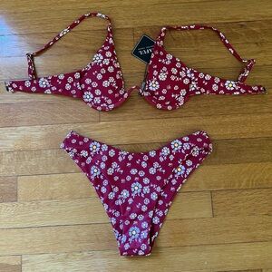 NWT Zaful red floral bikini size S